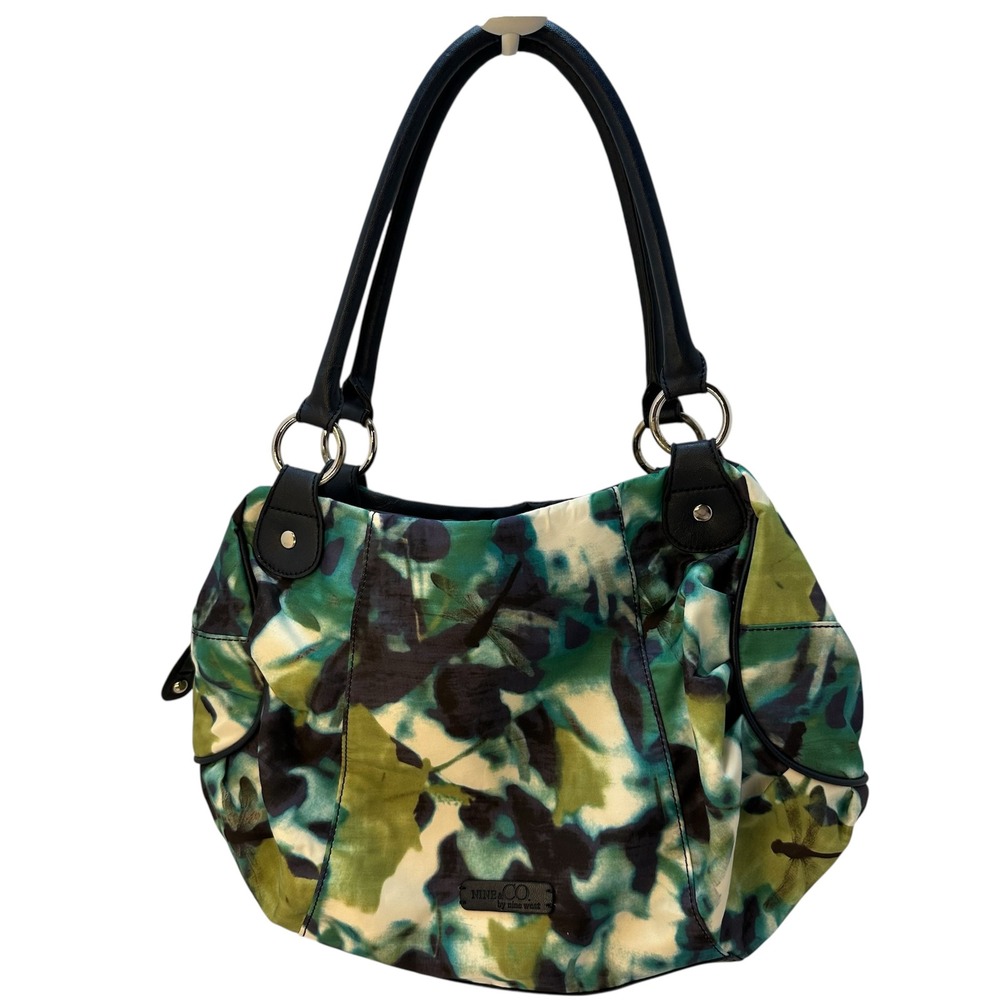 Nine & Co Nine West Green Blue Watercolor Dragonfly‎ Print Shoulder Bag Purse